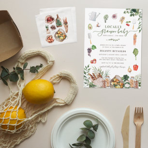 Invitation Bébé cultivé localement Baby Shower au marché de