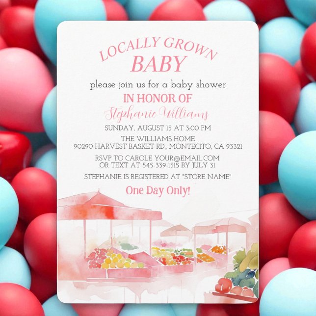 Invitation Bébé cultivé localement Farmers Marché Baby Girl d (Créateur téléchargé)