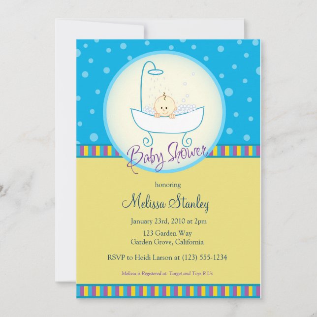 Invitation Bébé dans le Baby shower de bain (Devant)