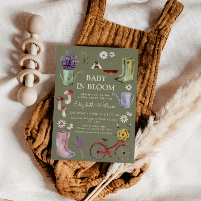 Invitation Bébé dans le Baby shower de jardin en fleurs (Créateur téléchargé)