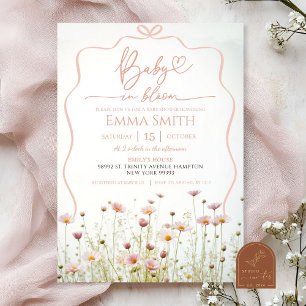 Invitation Bébé dans le Baby shower en fleur