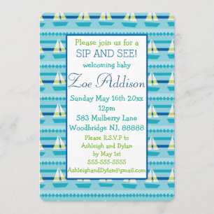 Invitation Bébé de bateau nautique Sip and See