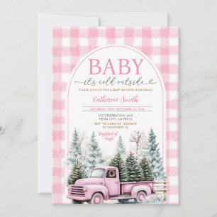 Invitation Bébé de camion rose Il fait froid à l’extérieur du