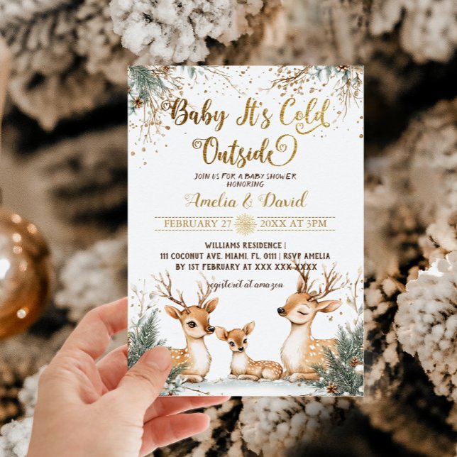 Invitation Bébé de cerfs Il fait froid hors du Baby shower (Créateur téléchargé)