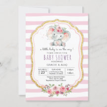 Bébé de coeur mou Eléphant baby shower fille