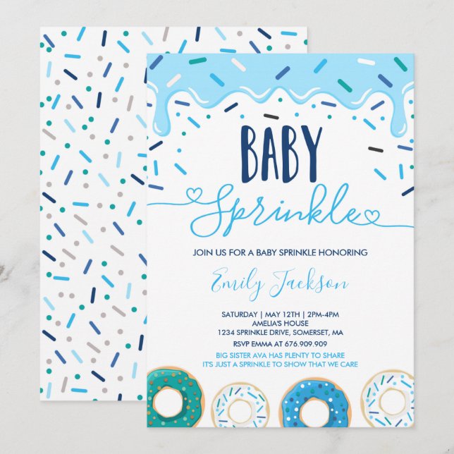 Invitation Bébé de Donut saupoudré d'invitation avec amour (Devant / Derrière)