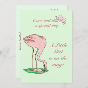 Invitation Bébé de Flamant rose