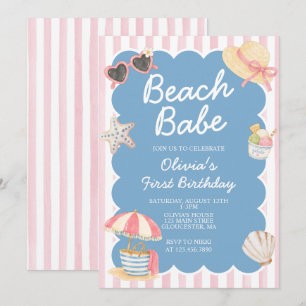 Invitation Bébé de la plage Fête côtière 1er anniversaire