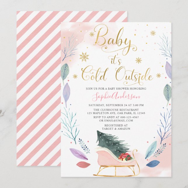 Invitation Bébé de l'aube d'hiver Il fait froid à l'extérieur (Devant / Derrière)