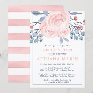 Invitation Bébé Dédication Invitation, Baptême, Fleurs