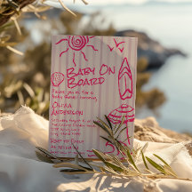 Bébé Dessiné À Bord Surf Été Fille Baby Shower