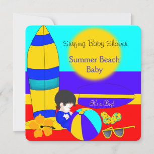 Invitation Bébé d'été Baby Shower Garçon Plage Bébé Surf Bébé