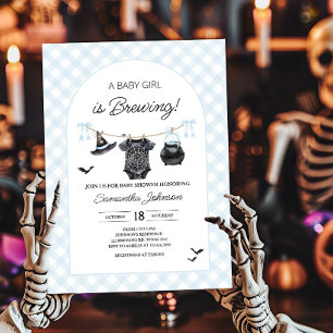 Invitation Bébé d'Halloween bleu brasse Baby shower