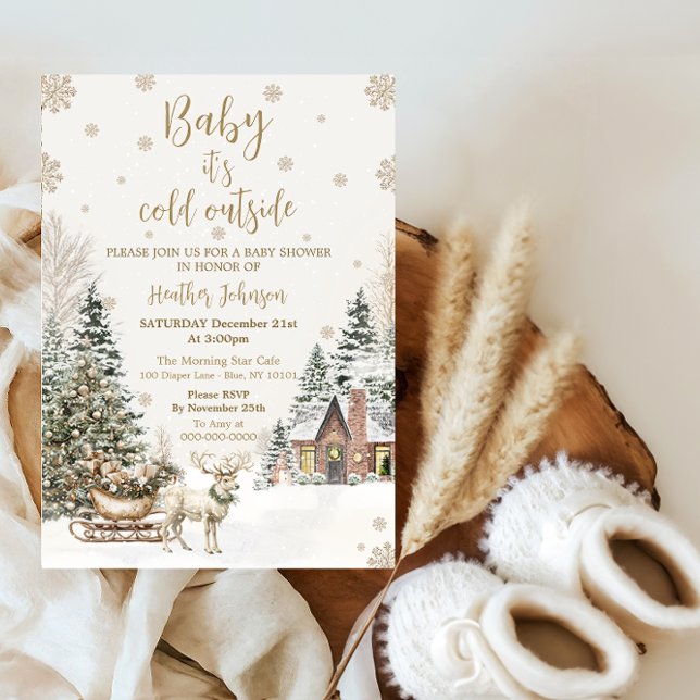 Invitation Bébé d'hiver Il fait froid, Baby shower de flocons (Créateur téléchargé)
