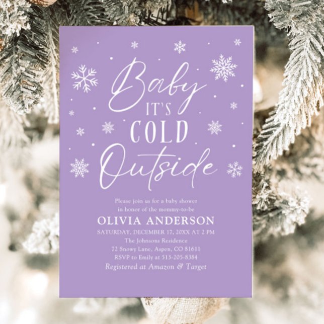 Invitation Bébé d'hiver pourpre Il fait froid dehors du Baby  (Purple Winter Baby It's Cold Outside Baby Shower Invitation
)