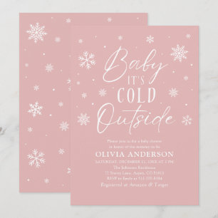 Invitation Bébé d'hiver rose Il fait froid dehors Baby shower