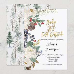 Invitation Bébé d'hiver Son froid extérieur couple douche inv