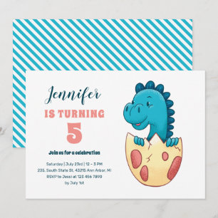 Invitation Bébé Dino Hatching Egg Cute Kids Dinosaur Annivers