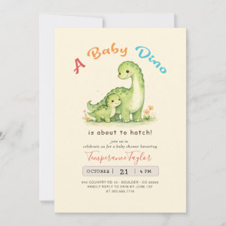 Invitation Bébé Dino sur le point d'éclore Fête de bébé dinos