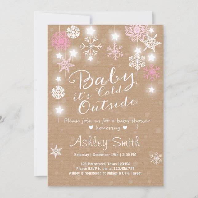 Invitation Bébé d'invitation de baby shower c'est fille (Devant)