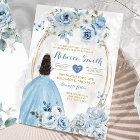 Bébé d'or bleu Floral Princesse Quinceañera