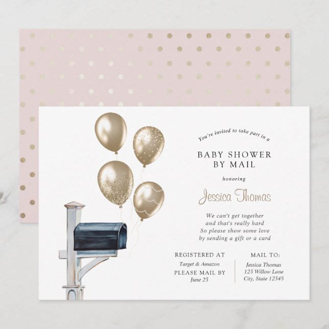 Invitation Bébé Douche longue distance par courrier (Devant / Derrière)
