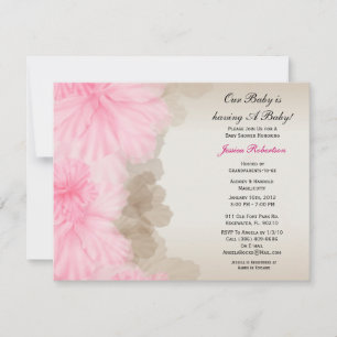 Invitation Bébé, Douche Pour Fille, Coup De Rose,