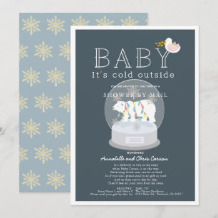 Invitation Bébé d'ours polaires Son Baby shower bleu froid pa