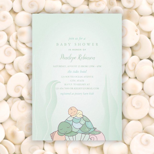 Invitation Bébé doux et Baby shower de tortue de mer Invitati (Créateur téléchargé)