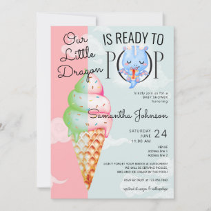 Invitation Bébé Dragon prêt à pop Baby shower de crème glacée