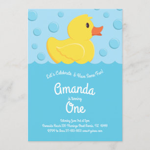 Invitation Bébé Ducky Cute Kid 1er Anniversaire Fête Canards