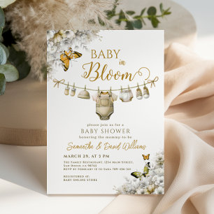 Invitation Bébé Élégant en Fleur Tenue Florale Baby Shower