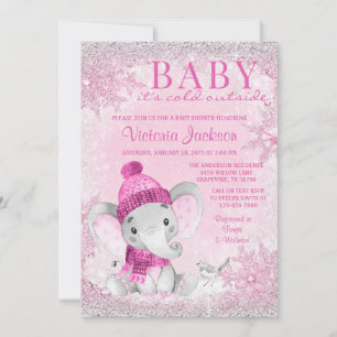 Invitation Bébé Éléphant Fille il Fait Froid Dehors Bébé Douc