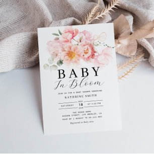 Invitation bébé en baby shower fleuri