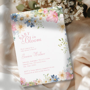 Invitation BÉBÉ EN BLOOM ! Fleur sauvage, Baby shower