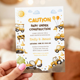 Invitation Bébé en construction Camions Fête de couples Baby 