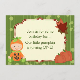 Invitation Bébé en costume Citrouille 1er anniversaire Invita