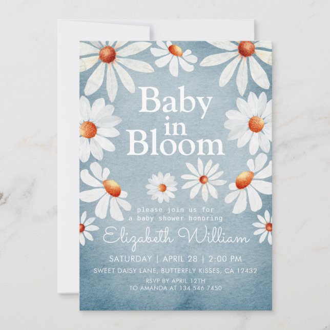 Invitation Bébé en Fleur Aquarelle Faisées (Devant)