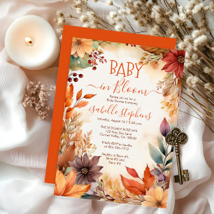 Invitation Bébé en Fleur Automne Baby shower de cadre floral