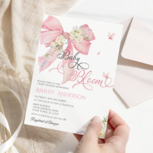 Invitation Bébé En Fleur Baby shower Bow Rose
