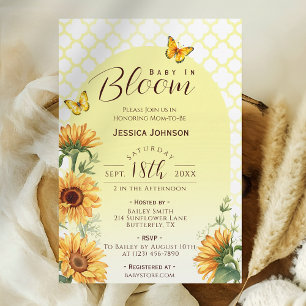 Invitation Bébé en Fleur Baby shower de tournesol de charme