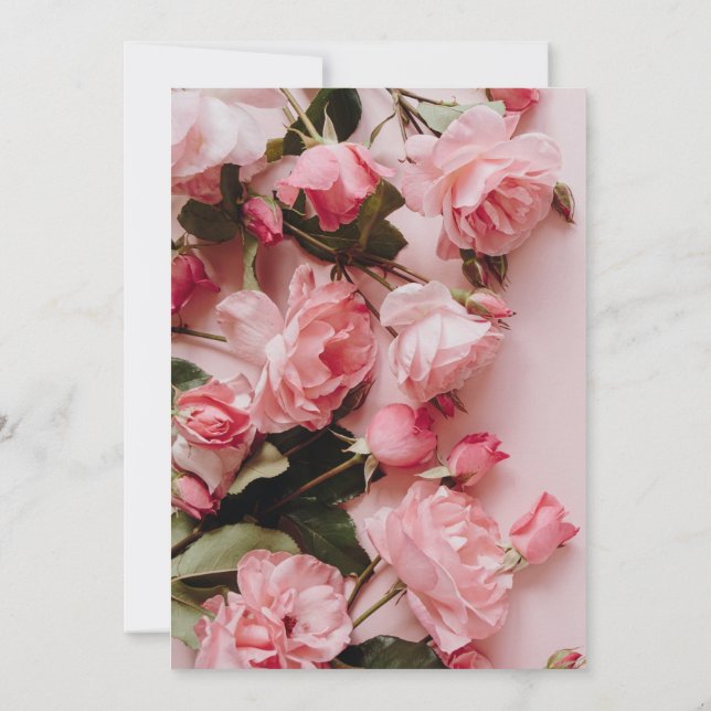 Invitation Bébé en Fleur baby shower fille rose fleurie (Dos)