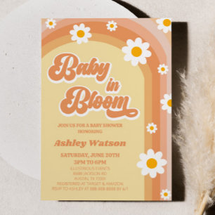 Invitation Bébé En Fleur Baby shower Fleur Faisy Retro Daisy