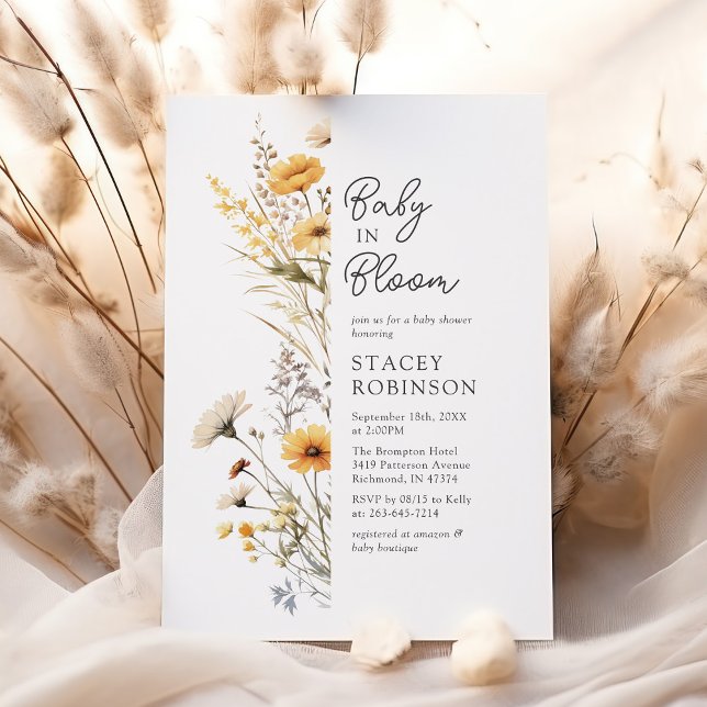 Invitation Bébé en Fleur Baby Shower Fleur Sauvage (Créateur téléchargé)