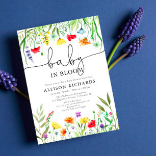 Invitation Bébé en Fleur baby shower fleur sauvage coloré