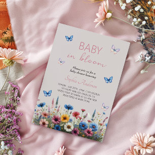Invitation Bébé en Fleur Baby shower Fleur sauvage - Élégant