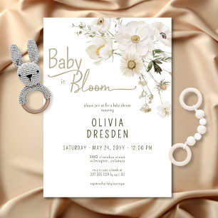 Invitation Bébé en fleur Baby shower Fleur sauvage neutre