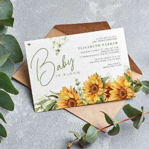 Invitation Bébé en fleur baby shower fleuri sans sexe