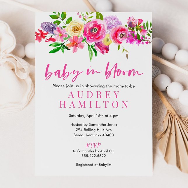 Invitation Bébé En Fleur Baby shower Floral (Créateur téléchargé)
