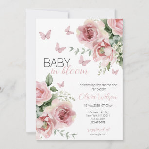 Invitation Bébé en Fleur Baby shower Floral & Papillon